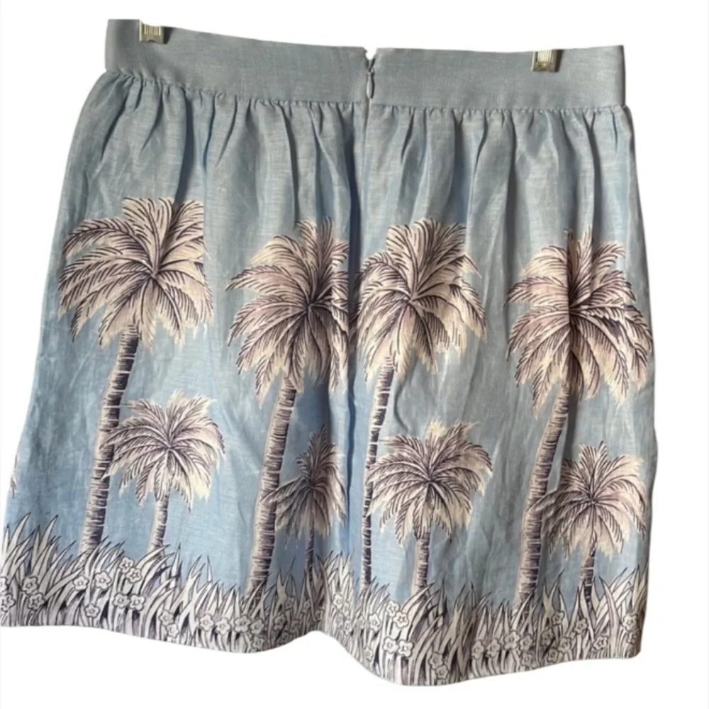 1047. J. Crew Blue and White Palm Tree‎ Skirt